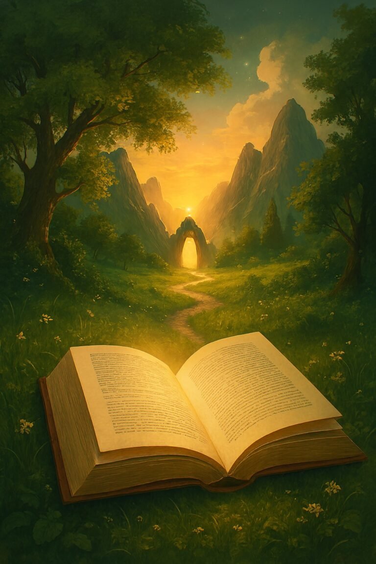 Book, magic path, forest